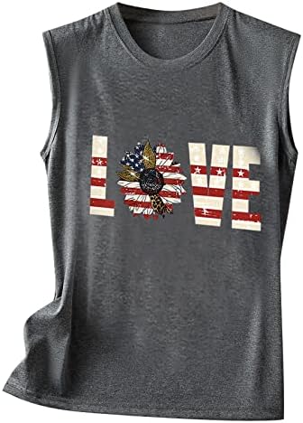 Ženski povremeni vrhovi rezervoara za dan nezavisnosti Patriotske majice Američka zastava Pisma ispis prsluka Grafička majica bez rukava