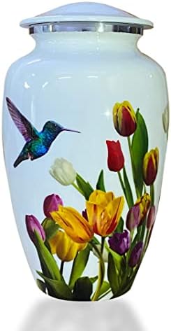 BOLD & Božanska bijela hummingbird kremacija urn | Ručno izrađena hummingbird urna za ljudski pepeo za odrasle žene, velike urne za pepeo za pepeo do 200 funti.