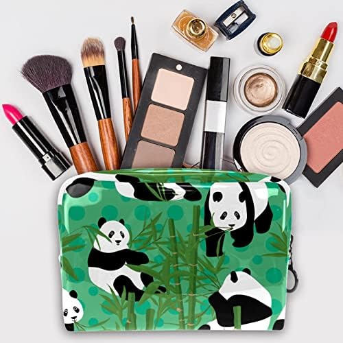 Tbouobt pokloni za muškarce Žene šminke torbe toaletne torbice Male kozmetičke torbe, crtani životinja Panda bambus zelena