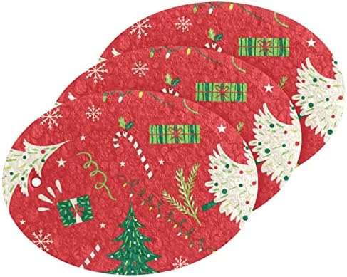 Susiyo Crveni božićni piling spužvi Višestruki spužva za čišćenje za čišćenje kuhinje pranje posuđa i