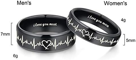 Globalni nakit Heartbeat prstena za parove Volim te više volim te najviše odgovara obećanje prstenovi Burme Setovi Za njega i nju sa kutijom titanijum Nerđajući čelik Comfort Fit