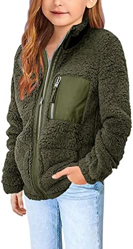 Heysolo djevojke Sherpa flis jakna Zip up zimski kaputi Dugi rukav za 5 - 14y sa džepovima