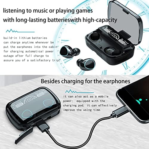 SYNTRAVA bežične slušalice Hi-Fi Stereo Deep Bass Bluetooth slušalice za brzo punjenje u uhu slušalice sa kontrolom dodira za sportske kancelarijske bežične slušalice za iPhone/Android[M10-AW102]