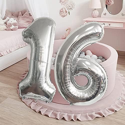 ESHILP 40 inčni broj balon balon broj 57 Jumbo divovski balon broj 57 balon za 57. rođendan ukras za zabavu obljetnice za vjenčanje matura, srebrna 57 brojevni balon