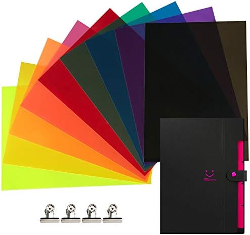 NOSREYA 9 paketa korekcionog gela svjetlosni filterski Lim u boji prekriva prozirne filmove u boji plastični listovi 11,7 x 8,3 inča 9 različitih boja