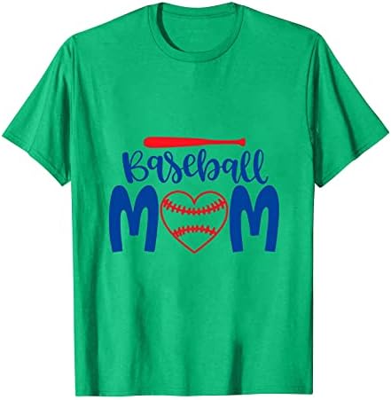 Bejzbol mama Tees za žene Softball Heart Graphic Top Majice Žensko slovo ispisano kratkim rukavima