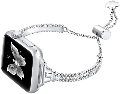 FastGgo srebrni blim kompatibilan sa Apple Watch Band 44mm 45mm 49mm 42mm 38mm 40mm 41mm narukvica Žene,