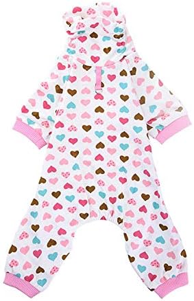 Zunea Turtleneck Pajamas za male pse štene pjs mekani pamučni kombinezon kombinezon sa nogama udobnim simpatičnim ljubavnim srcem pidžama mačka za spavanje odjeće za spavanje XS