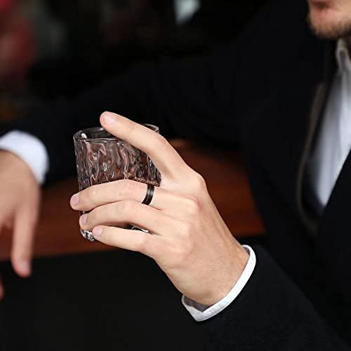 King Will 8mm Drvo / crveni Opal / Zlatni Filmovi/ljubičasti meteorit intarzirani Crni volfram karbidni prstenovi vjenčani bend brušeni čekić muški zaručnički prsten Comfort Fit za muškarce žene