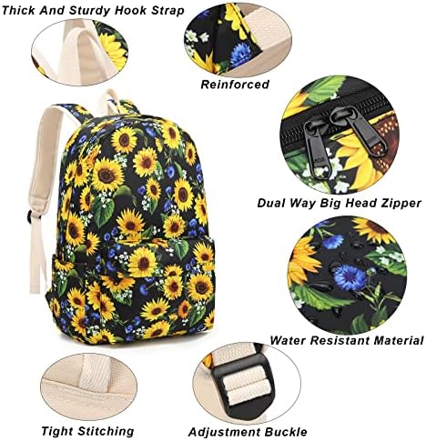 Pawsky Canvas školski ruksak Set lagane tinejdžerke žene djeca školske torbe Fakultetska torba za knjige odgovara 14-inčnoj torbi za Laptop