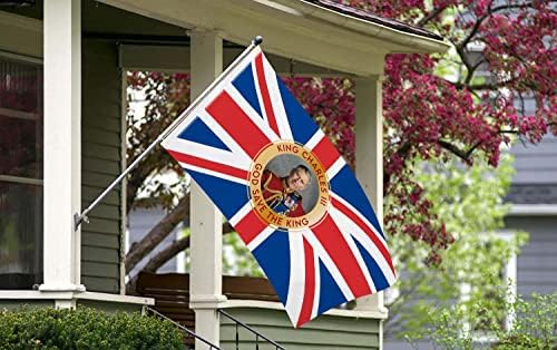 Kralj Charles III Coronacijska zastava, ukrasi koronacije GB Union Jack Street Party 2023 5ft x 3ft