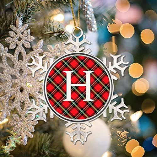 Početno slovo H Metal Snowflake Ornament engleski alfabet monogramom bijele pahuljice Ornamenti Božić