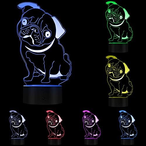 Geeky Days francuski buldog LED noćno svjetlo Frenchie pas 3d dekorativno osvjetljenje akrilna lampa za promjenu boje poklon za ljubitelje pasa