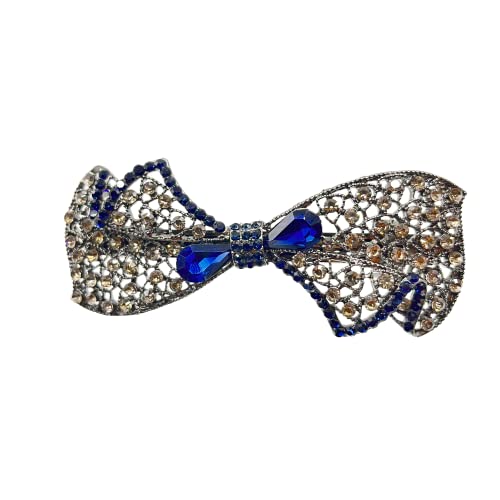 AYEBY elegantne crne metalne leptir kopče za kosu sa plavim kristalnim kamenčićima - Dodaci za kosu za žene i djevojčice, savršeni za zabave, mature i posebne prilike