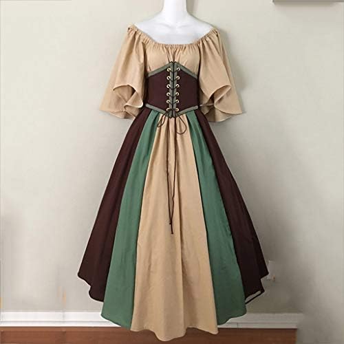 PBNBP Halloween Outfits za ženske djevojke kratkih rukava sabrina izrez Srednjovjekovna haljina irski korzet ljuljaška renaissance kostim