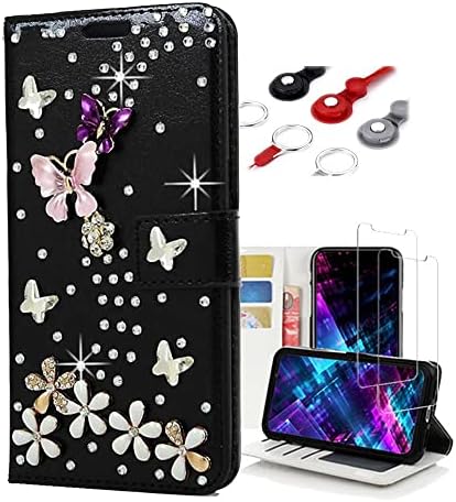 Fairy Art Crystal novčanik slučaj Kompatibilan sa Samsung Galaxy S10 Plus-Dance Butterfly-Crna-3d ručno svjetlucave