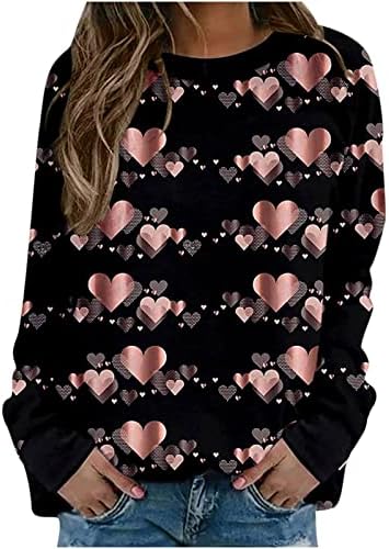 Ženska majica s dugim rukavima Squed Heart ispisano bluza Gradijent Crew Crt SHOF Grafički vrhovi Tees Valentine