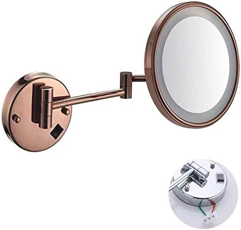 Ogledalo za šminkanje Kozmetičko ogledalo, ogledalo za brijanje, hromirano/zidno / jednostrano / sklopivo / 3x uvećanje / sa LED svjetlom