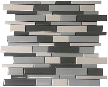 Fantastic Glass Tile 10-Piece 12.6 X 12 X 8 mm Coretta prekrasna kuhinjska pozadina i kupatilo keramičke mozaične pločice u tamno sivoj i bijeloj boji