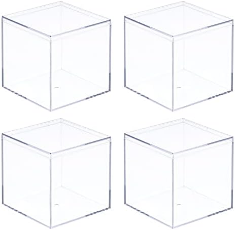 MecCanixity Clear Akril plastična kutija za odlaganje kvadratna kutija s poklopcem, 7,1x7,1x7,1CM