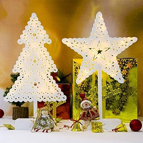 Dekoracija sezone 2 kom božićna kreativna bijela otvorena obložena božićna drvca sa ukrasima svjetla.