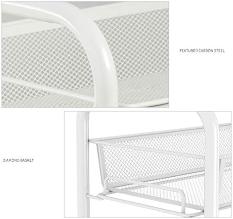 Lizi stalak za skladištenje kolica, 3/4 sloj uklonjiva bijela neto košara i završni nosač, kuhinjski nosač za skladištenje kupaonice