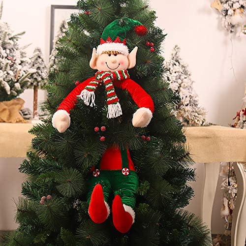 Božićni vili božićni santa drveni topper punjene noge zaglavljene plišane santa glave i donje xmas odmor u zatvorenom vanjskom dekoru stranački ukrasi
