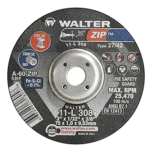 WALTER 11L308 Performanse i brušenje rezonoff pakovanja kotača od 25 A60zip Grit, 3in