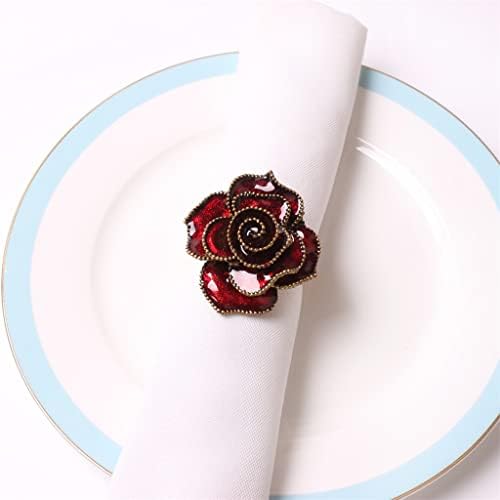 N / A 12 komada Prstenje salveta Svečane crvene ruže metalni hod u salvetinski prsteni hotela