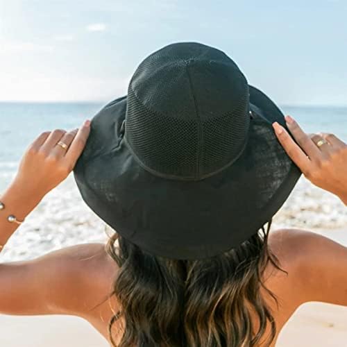 Mrežni sunčani šeširi ženski sklopivi ribolov šešir široki rub ljetni na otvorenom UV zaštita od plaže kapka za plažu sa kaišem za bradu