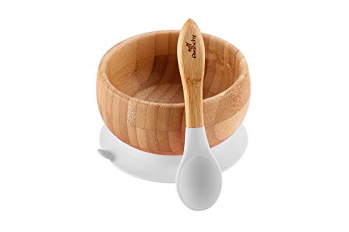 Avanchy Bamboo Classic Baby Plate & Spoon - 8 x 2.5& 34; + Avanchy Bamboo Baby Bowl & amp; Spoon