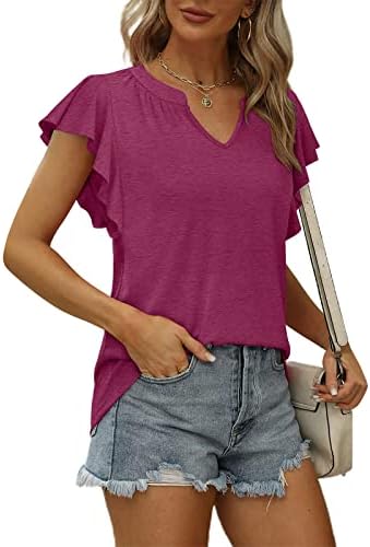 Ženska rubf bluza s kratkim rukavima modna casual v-izrez Solid COLL COLL COMFY bluza vrh