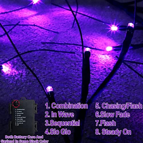 6 FT 54 LED HALLOWEEN Willow Vine Grand ukrasi grane Garland sa tajmerom Svjetla 8 Načini Vodootporna baterija Poduzena za zidnu spavaću sobu Početna Kamin Mantle Indoor Halloween Decor Decor