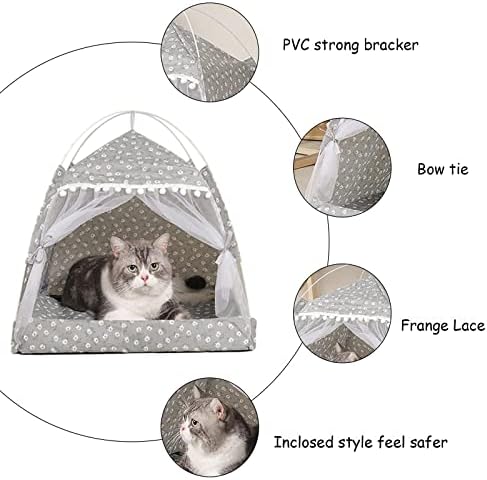 Šator za mačke u zatvorenom i na otvorenom,slatki pećinski kreveti za mačke,sa dvostranim uklonjivim Perivim jastukom,prenosivi slatki kućni krevet za kućne ljubimce.22.83x22.83x23.22 in.