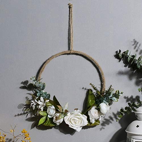 Aboofan cvjetni obruč vijenac umjetni ljiljan cvijet viseći zidni hoop vijenac s vjenčanim vrtićem zidni