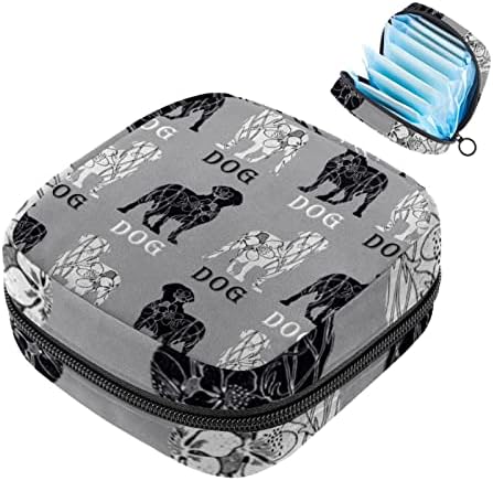 ORYUEKAN torba za odlaganje higijenskih uložaka, prenosive torbe za menstrualne jastučiće za višekratnu upotrebu, torbica za odlaganje tampona za žene djevojčice, siva cvjetna apstraktna umjetnost životinjski pas