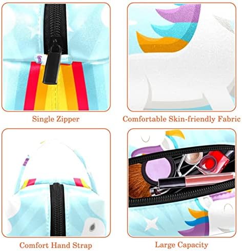 Tbouobt Torba za šminku patentno torbica Travel Kozmetički organizator za žene i djevojke, Unicorn Cartoon Rainbow Sky