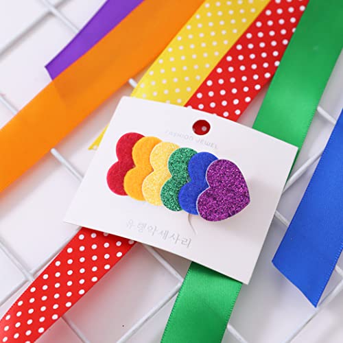 Rainbow Hair Clip - Rainbow Hair Accessories za male djevojčice, Glitter Heart Hair Chips, Rainbow Theme rođendanski