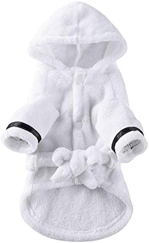 Zboro kućni ogrtač za kućne ljubimce Super upijajući ručnik pamučni bijeli ogrtač Coral udobna zgusnuta pidžama za kućne ljubimce s kapuljačom-Bijela-XL