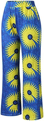 Wocachi wide nogu za žene za žene afričke tradicionalne dashiki print pantalone casual labavo visoki
