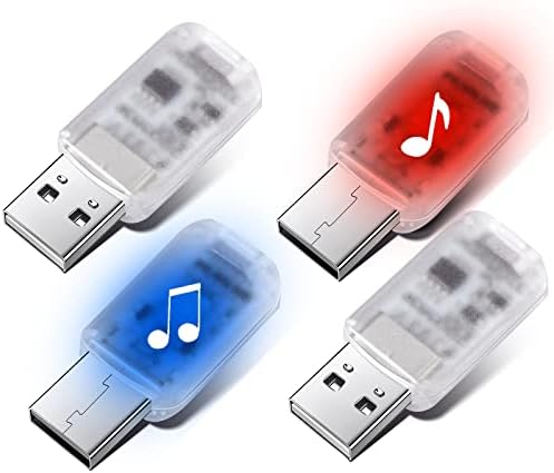 4 komada Mini USB LED svjetlo, RGB Car LED Unutrašnja rasvjeta Smart USB LED atmosfera Lagana laptop tastatura za laptop za ukras automobila Početna Uredska noćna lampa, podesiva svjetlina, 7 boja