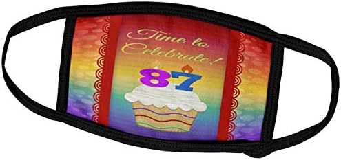 3Droza Bordery Rođendan za rođendan - Cupcake, broj svijeća, vrijeme, slavite 87 godina pozivnice - maske za lice