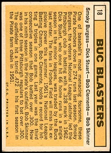 1963 TOPPS 18 BUC BLASKERS Roberto Clemente / BOB Skinner / Dicky Burgess / Dick Stuart Pittsburgh Pirates VG