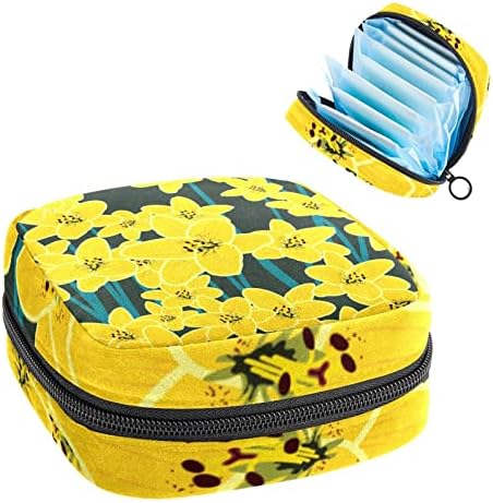 Oryuekan sanitarne torba za spremanje salveta, prijenosne vrećice za patent patent palice za ponovno zakraćivanje, tampon za skladištenje za žene djevojke, žuti narciti retro jesen cvjetni