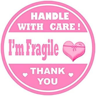 Pink Fragile Stickers i'm Fragile box label, 1.5 Inch Round Thank You Sticker,Fragile shipping