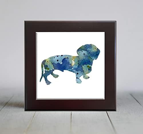 Plavi Apstraktni Jazavčar Pas Akvarel Art Dekorativna Pločica