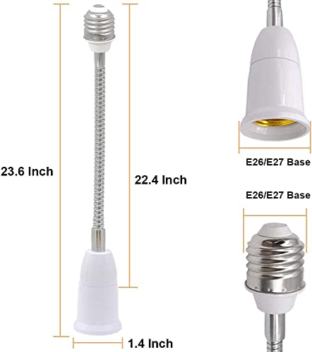 E26 / E27 Adapter za produžetak svetlosne utičnice, proširenje od 58 cm / 22,5 inča 165 stepeni otporno na toplotu