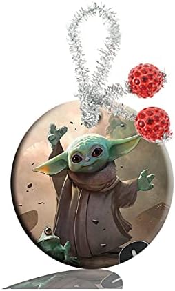 Fqjns Porculanski Ornament okrugla Jelka keramička viseća dekorativna dekoracija Doma poklon Prečnik 28 inča Baby Yoda YUI25 YUI25 2. 8X2. 8X0. 15Inches