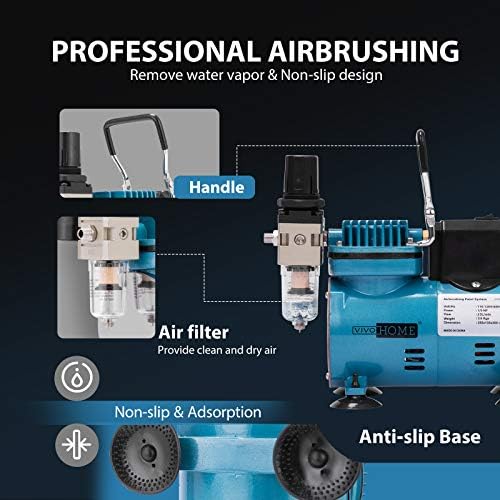 VIVOHOME 110-120V profesionalni sistem boja za Airbrushing sa prenosivim kompletom kabine za prskanje Airbrush