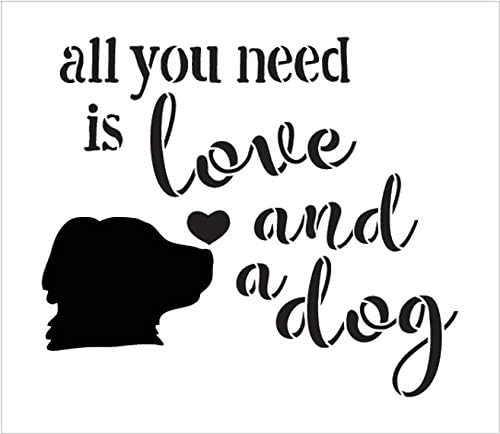 Sve što Vam treba-ljubav & amp; pas Stencil by StudioR12 / DIY Farmhouse Home Decor poklon / zanati
